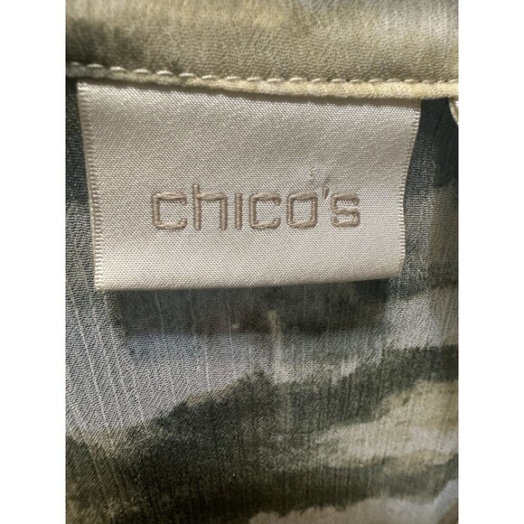 Chicos Womans Long Lined Sheer Top Size 2 Animal Print Office Beachy Vacation - Picture 2 of 12